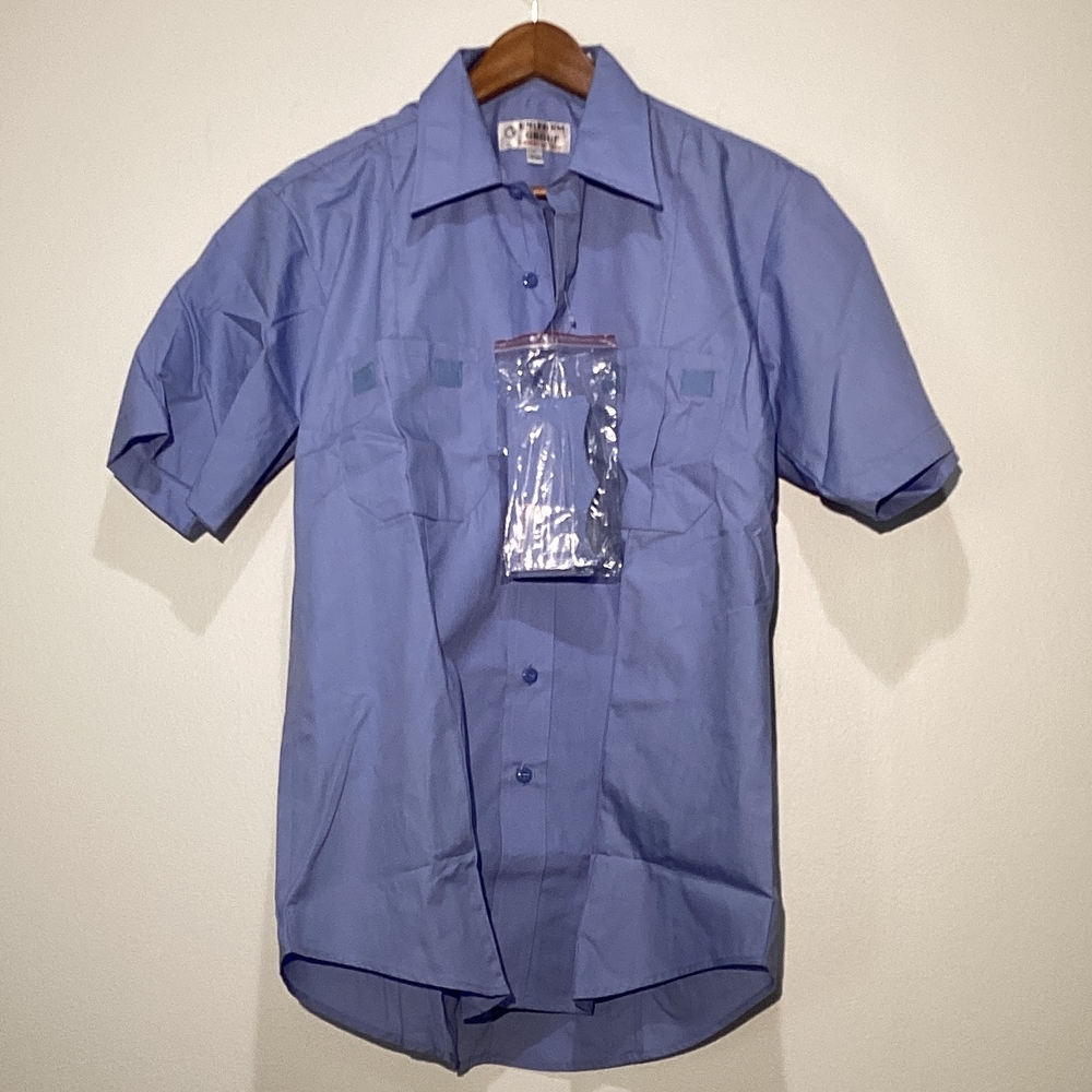Uniform Group Blue Button Down Shirt with Short Sleeves